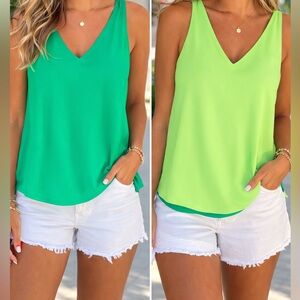 Lilly Pulitzer Reversible Green Tank Top 2-in-1 Resort Top (size Medium)